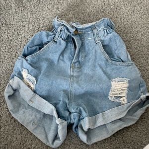 High waisted jean shorts